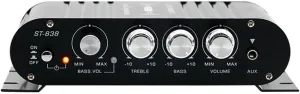 -838 Mini HiFi 2.1 Channel Stereo Bass Sound Amp Bass and Treble Adjustment Audio Amplifier Car Home Amp US Plug