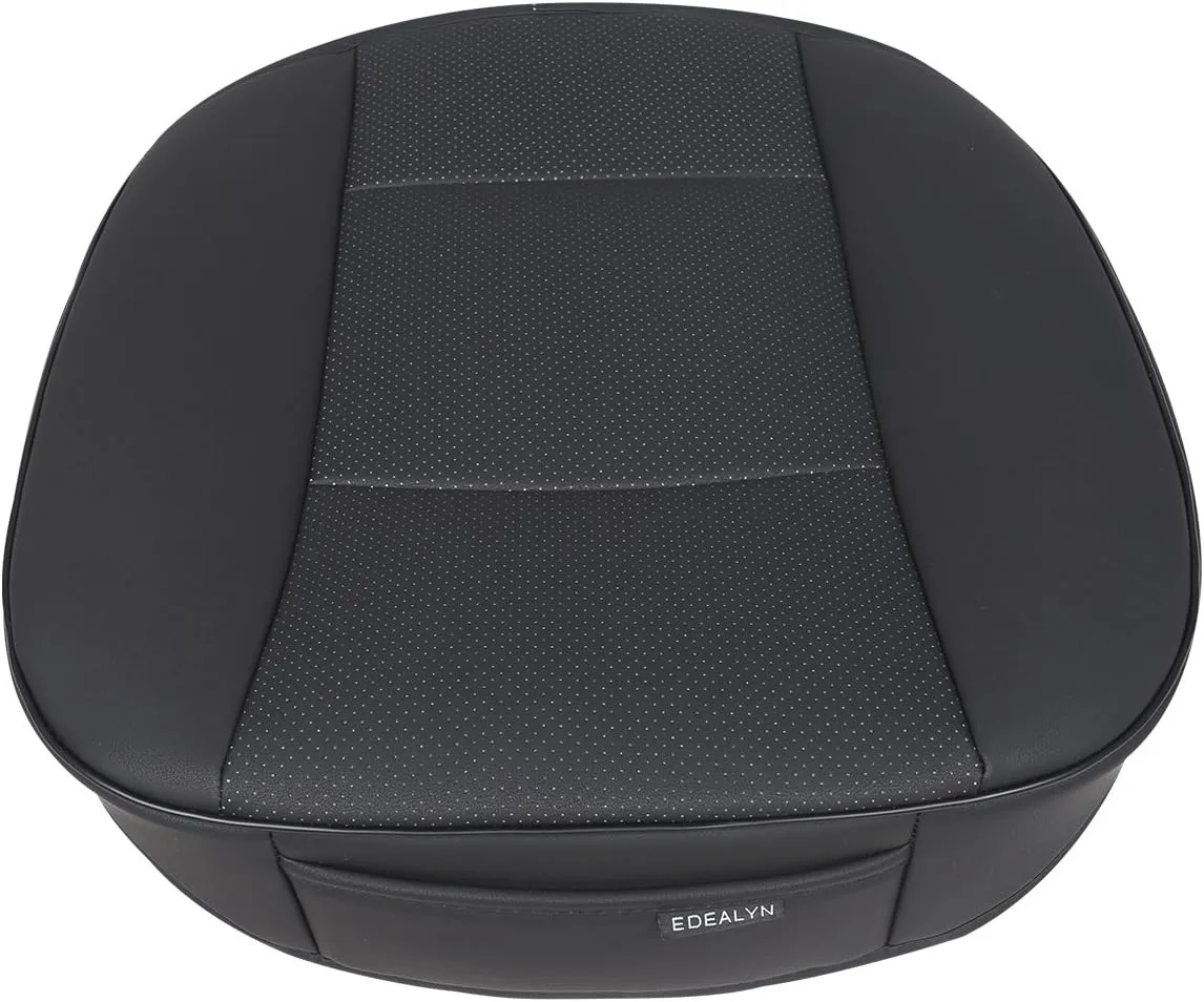 1 Pair PU Leather Front Car Seat Covers Auto Seat Covers Seat Cushion Covers Front Seat Protector Works with 95% of Vehicles (3D-Black)