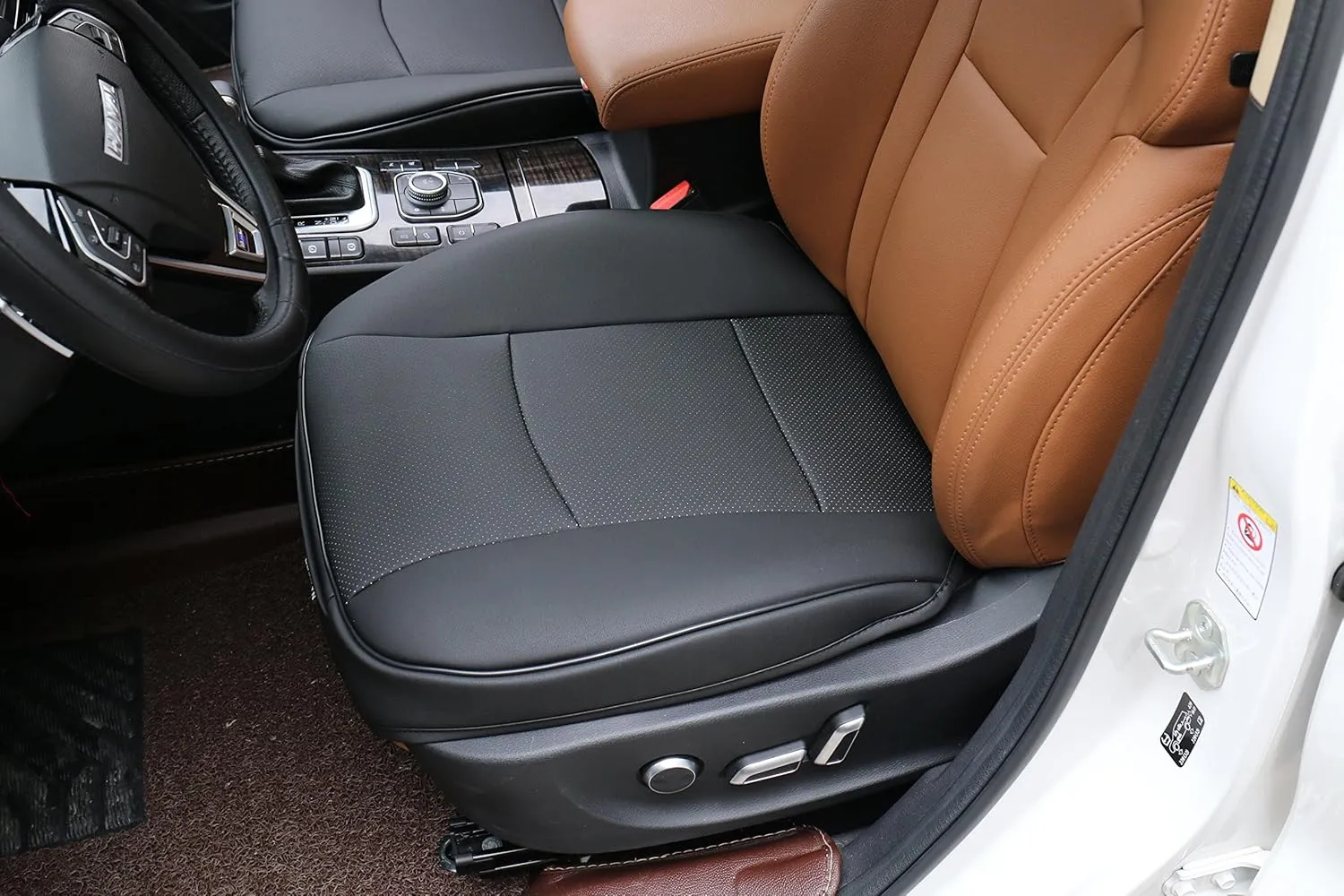 1 Pair PU Leather Front Car Seat Covers Auto Seat Covers Seat Cushion Covers Front Seat Protector Works with 95% of Vehicles (3D-Black)