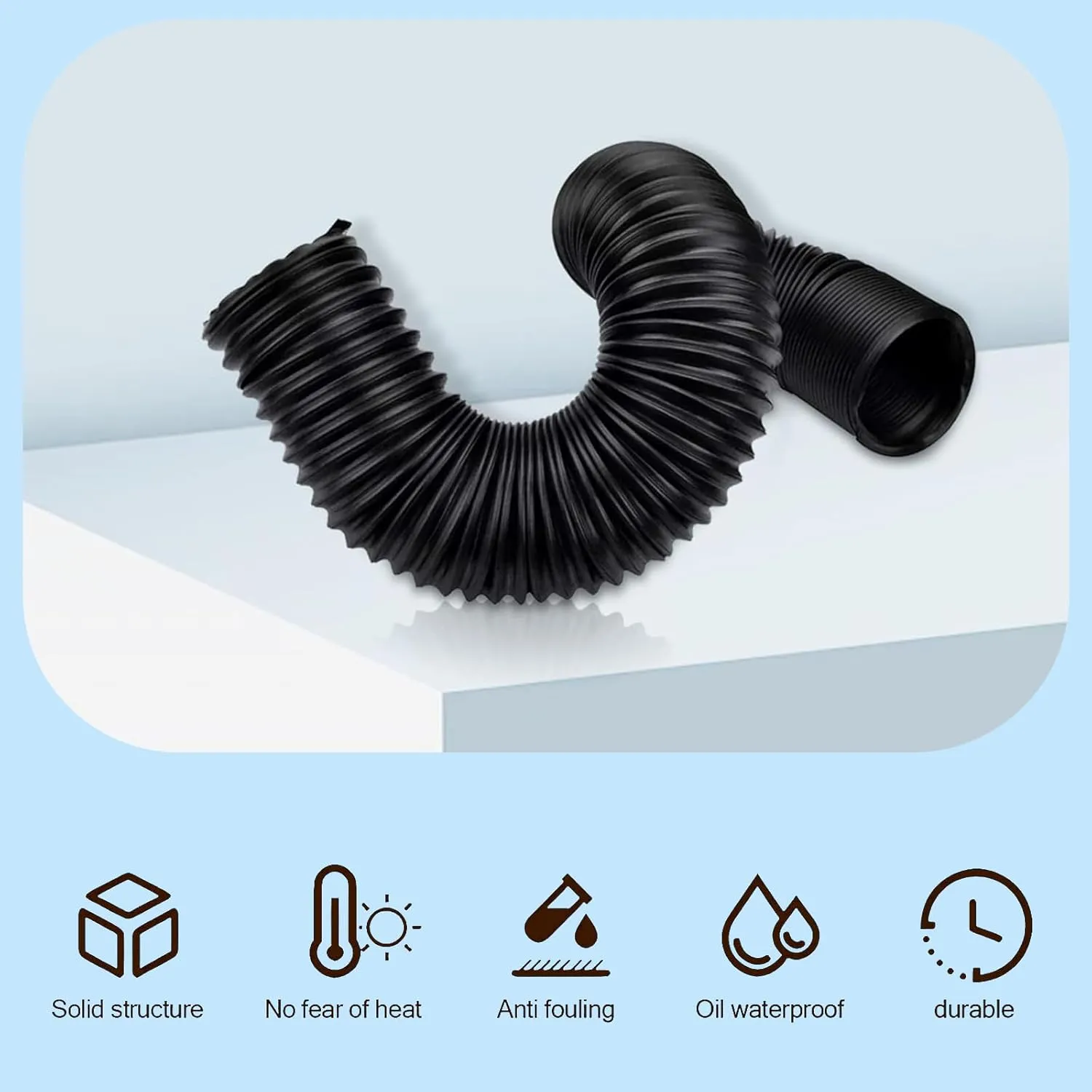 1 PC Car Duct Hoses, 3" Flexible Retractable Fresh Air Duct Hoses, Automotive Modified Intake Accessories, Universal for Most Cars Trucks (Black)