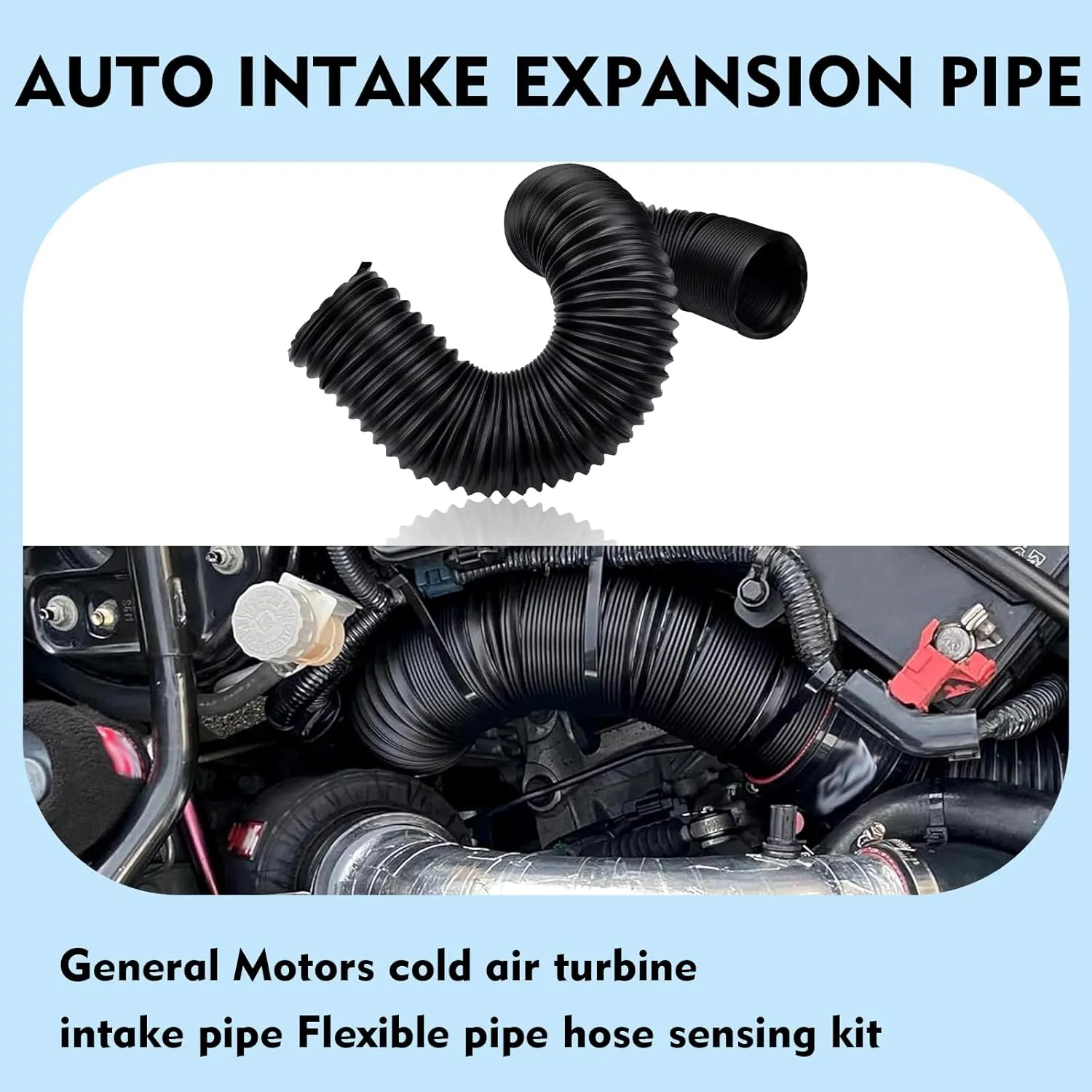 1 PC Car Duct Hoses, 3" Flexible Retractable Fresh Air Duct Hoses, Automotive Modified Intake Accessories, Universal for Most Cars Trucks (Black)
