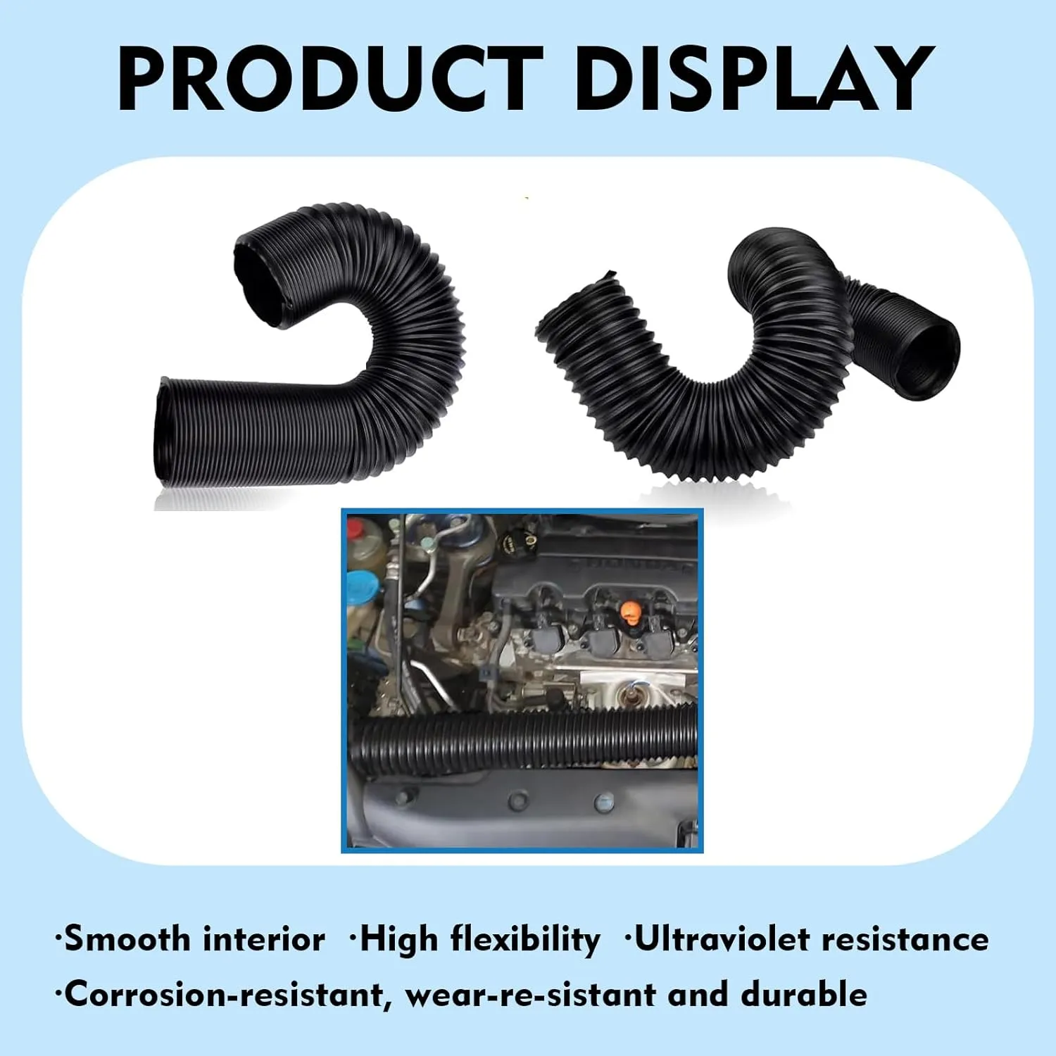 1 PC Car Duct Hoses, 3" Flexible Retractable Fresh Air Duct Hoses, Automotive Modified Intake Accessories, Universal for Most Cars Trucks (Black)