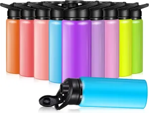 10 Pieces 20oz Reusable Aluminum Water Bottles Bulk Multicolor Outdoor Sports Water Bottles for Travel, Gym, Hiking, Cycling, Camping, Fishing, Snap Lid(Macaron Color)