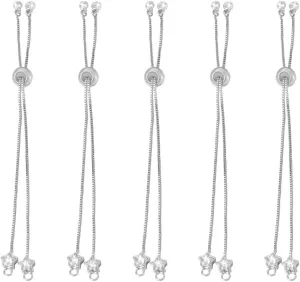 10pcs Platinum Brass Slider Bracelet Adjustable Slider Bracelet with Star Crystal Rhinestone Slider Extender Chains Bracelet for DIY Jewelry Making (12cm)