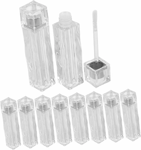 10pcs Wave Pattern Transparent Lip Gloss Tubes Refillable Empty Lipstick Containers for DIY Makeup Stylish Crystal Clear Vials for Travel and Daily Use