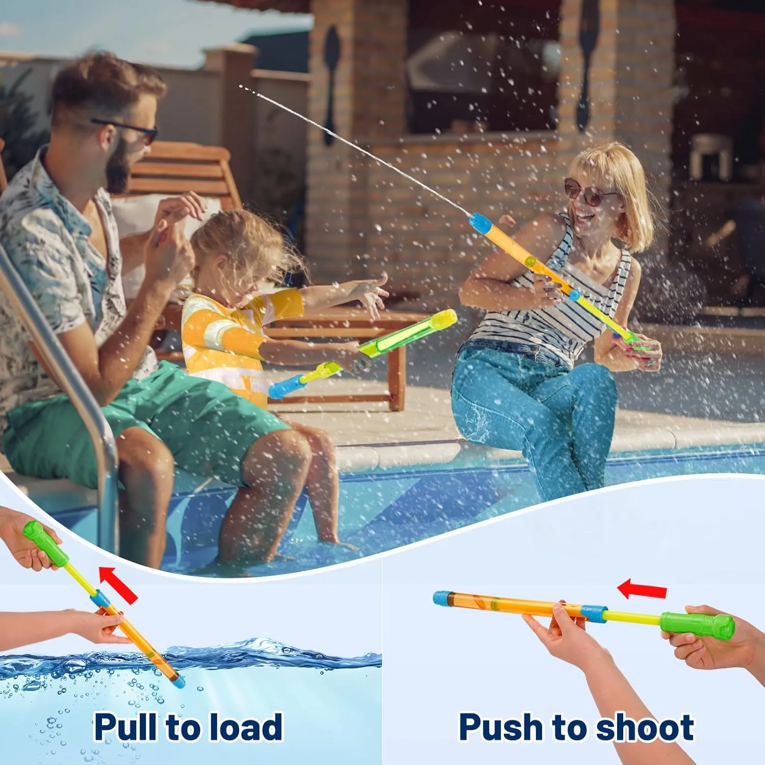 12 Pcs Water Gun -16.5in Bulk Water Soaker Blaster Squirt Gun for Kids Adults, Summer Outdoor Beach Party Games Fighting Play Swimming Pool Toys