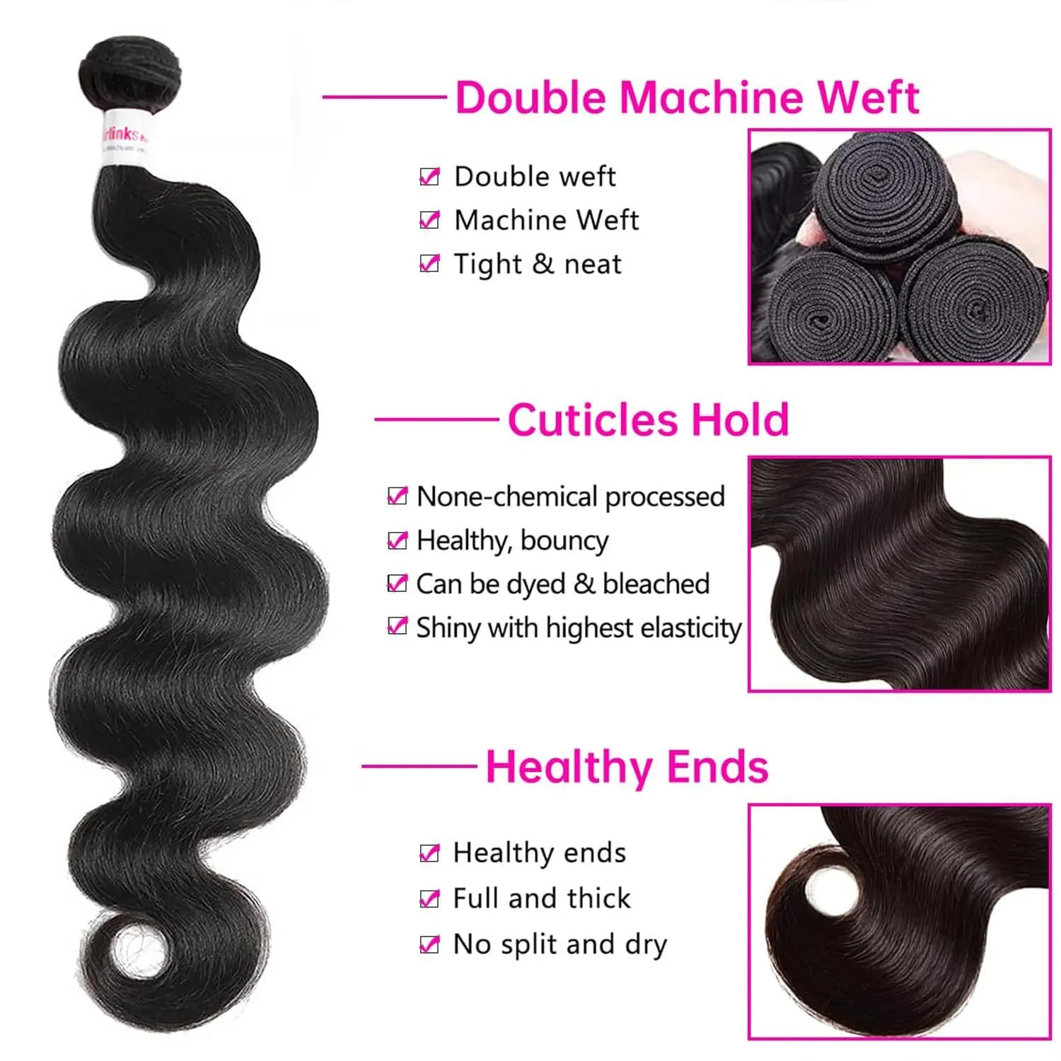 12A Body Wave One Bundle Human Hair 14 inch Brazilian Virgin Bundles 100% Unprocessed Human Hair Body Wave Weft Extensions Quick Weave Natural Black