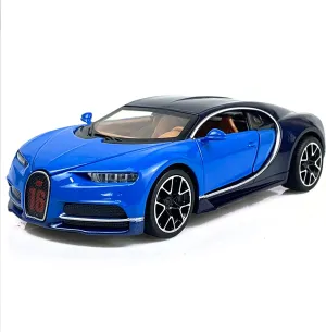 1:32 Bugatti Chiron zinc Alloy Pull Back Car Diecast Electronic Toys with Lights and Music,Decorative,Mini Vehicles Toys for Kids,Boyfriend,Young Peoples Gift（Blue）