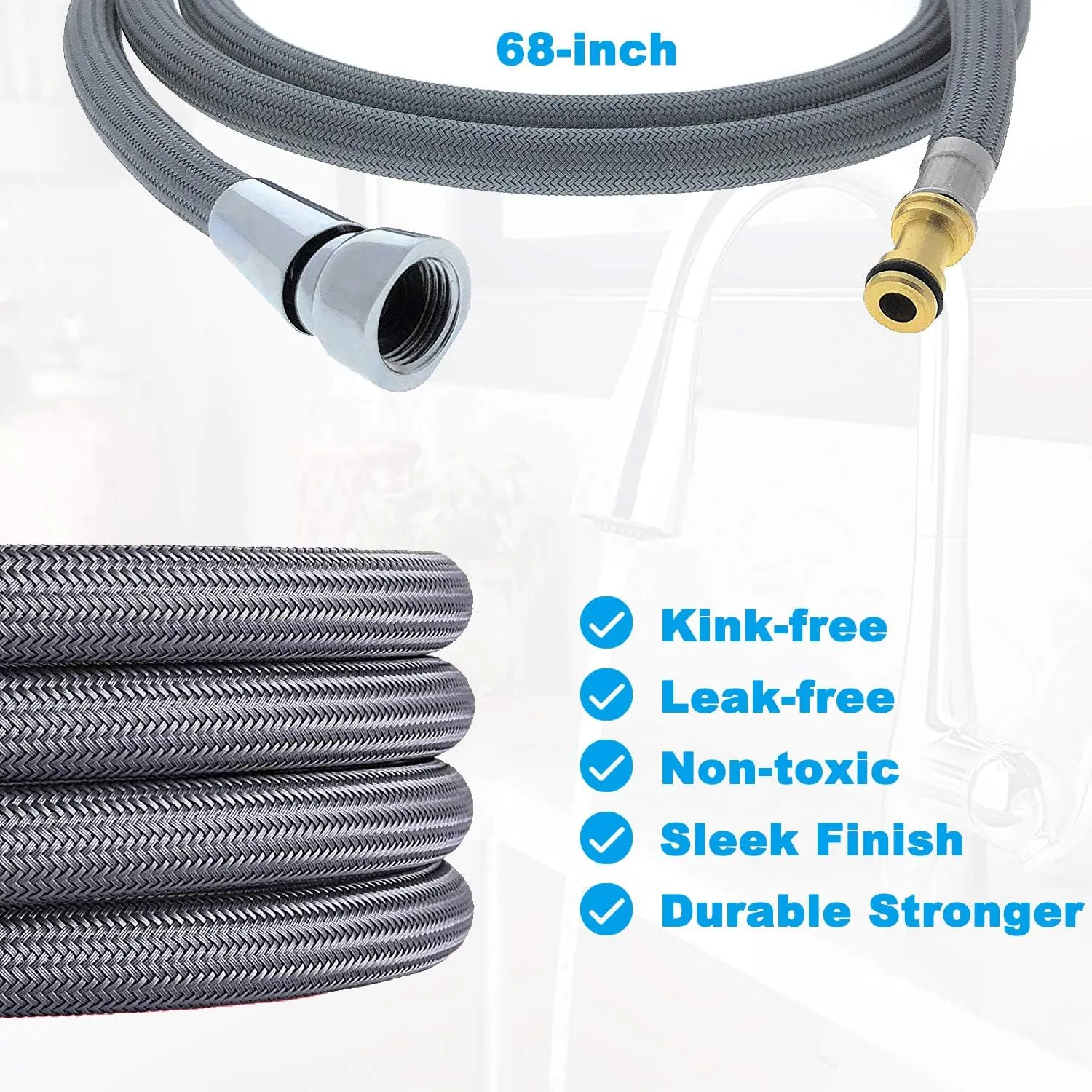 150259 Pull Down Hose Kit For Moen Faucet Replacement Part 150259 Hose, Moen Kitchen Faucet Replacement Part 187108, Reflex Moen Pull Down Hose, 68-inch, Upgraded Ver.