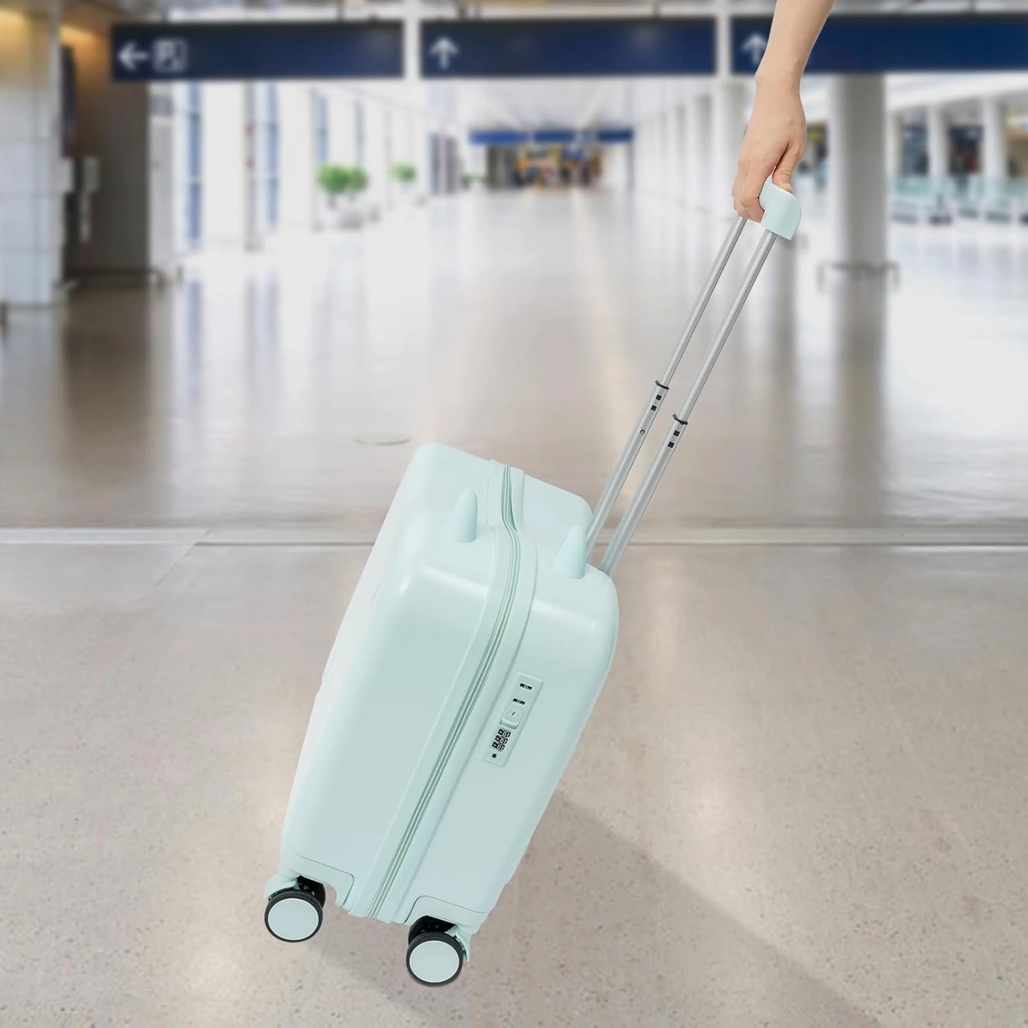 18" Kids Carry On Luggage, Ride-On Kids' Suitcase with Double Spinner Wheels, Cute Lightweight Tow-Along Luggage with Password Lock, Children's Trolly Case for Travel Study Tours (Mint Green)