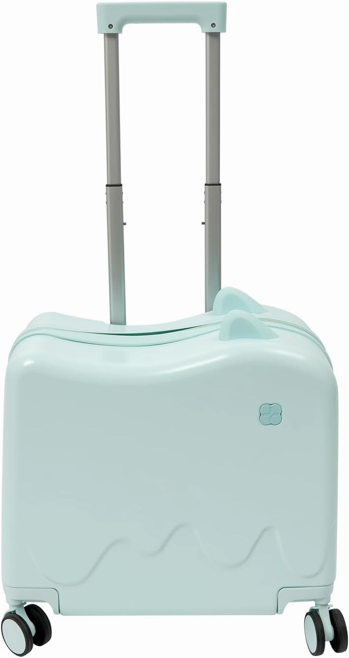 18" Kids Carry On Luggage, Ride-On Kids' Suitcase with Double Spinner Wheels, Cute Lightweight Tow-Along Luggage with Password Lock, Children's Trolly Case for Travel Study Tours (Mint Green)