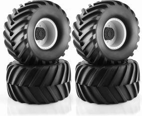 1/8 RC Monster Truck Tires and 17mm Hex Wheels Rims Rubber Buggy Tyres for 1:8 Scale Off Road Truck Car Kaiju Tmaxx E-Revo 3.3 Arrma Kraton 6S Typhon 3S Traxxas Maxx HPI Redcat 4PCS (White)