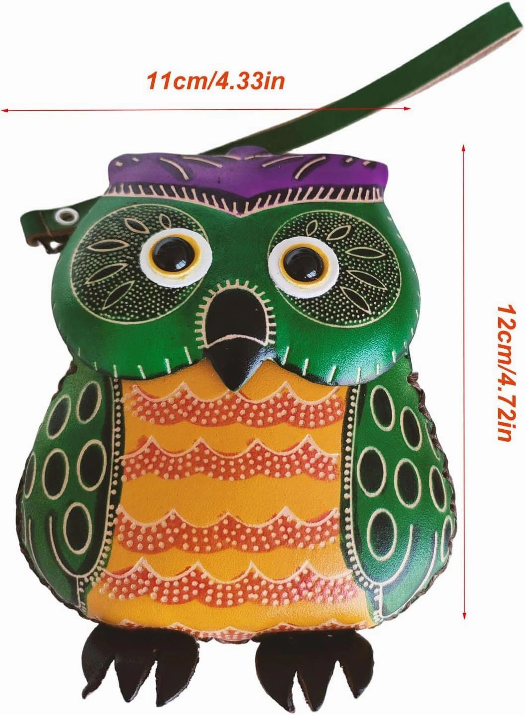 1 Piece Leather Zipper Coin Purse Owl Wallet, Handbag, Wrist Bag, Coin Organizer, Coin Clip, Mini Leather Zipper Organizer for Women,Mother's Day Gift (green)
