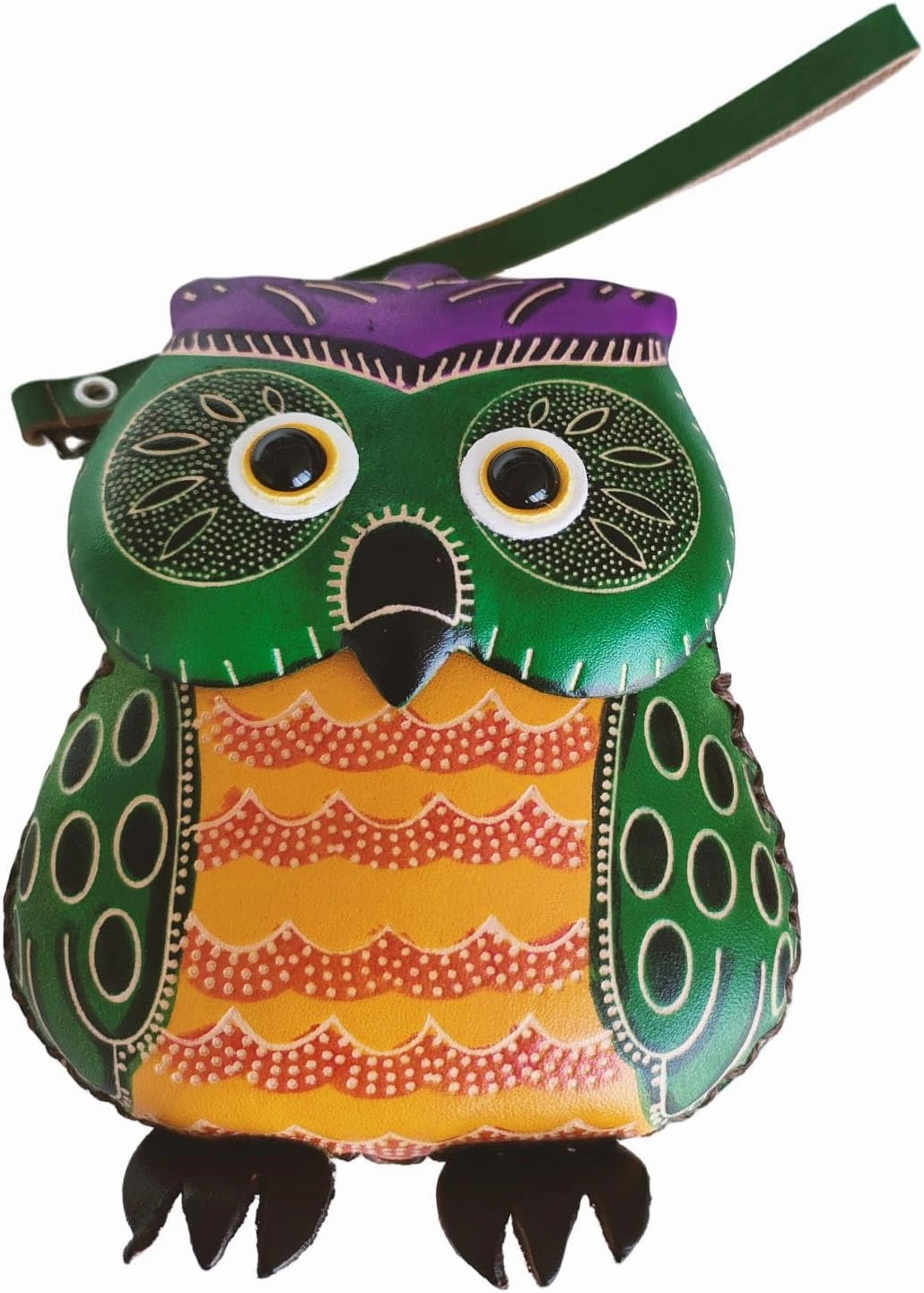 1 Piece Leather Zipper Coin Purse Owl Wallet, Handbag, Wrist Bag, Coin Organizer, Coin Clip, Mini Leather Zipper Organizer for Women,Mother's Day Gift (green)