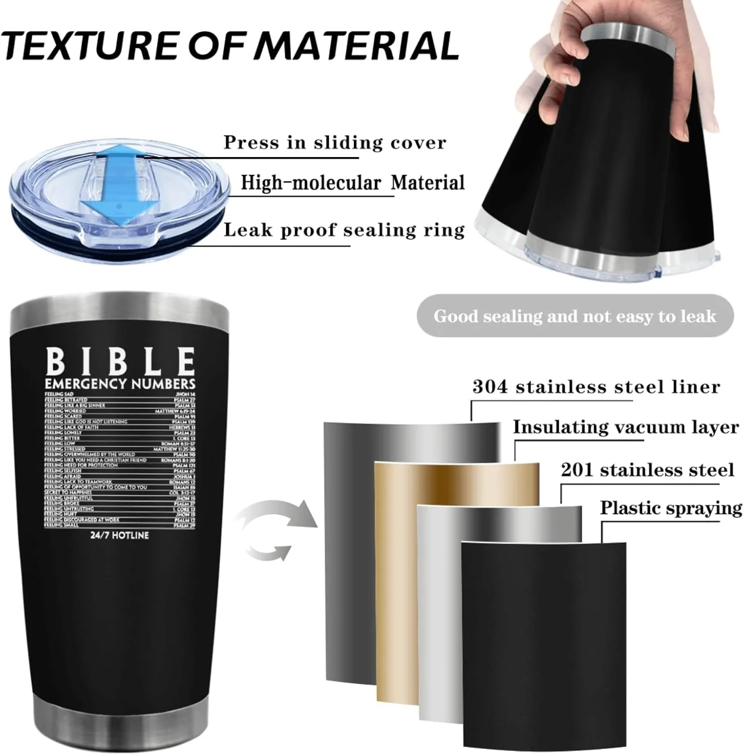 20 oz Tumbler with Lid and Straw Bible Emergency Numbers Tumbler Personalized Tumbler Insulated Tumbler Stainless Steel Tumblers Funny Gift