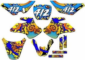 2000-2006 JR 50 Zany Yellow Senge Graphics Complete Kit with Rider I.D. Compatible with Suzuki