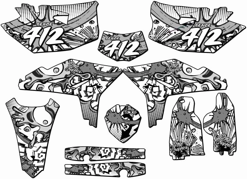 2012-2015 WR 450 F Zany White Senge Graphics Complete Kit with Rider I.D. Compatible with Yamaha