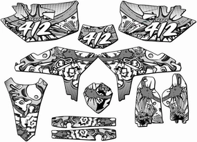 2012-2015 WR 450 F Zany White Senge Graphics Complete Kit with Rider I.D. Compatible with Yamaha