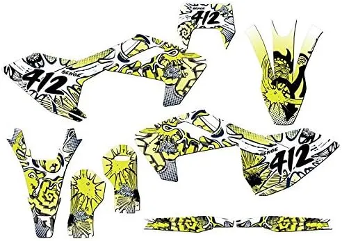 2017-2019 FE Zany Yellow Senge Graphics Complete Kit with Rider I.D. Compatible with Husqvarna