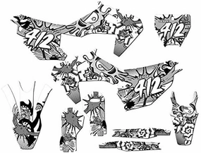 2019-2022 TC Zany White Senge Graphics Complete Kit with Rider I.D. Compatible with Husqvarna