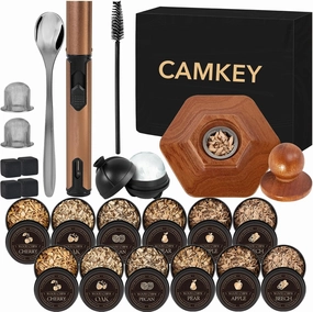 23Pcs Whiskey Smoker Kit with Torch-12 Wood Chips, Ice Ball Mold, Cocktail Smoker Infuser Kit, Old Fashioned Drink Smoker Kit, Birthday Bourbon Whiskey Gifts for Men,Husband,Dad,Him