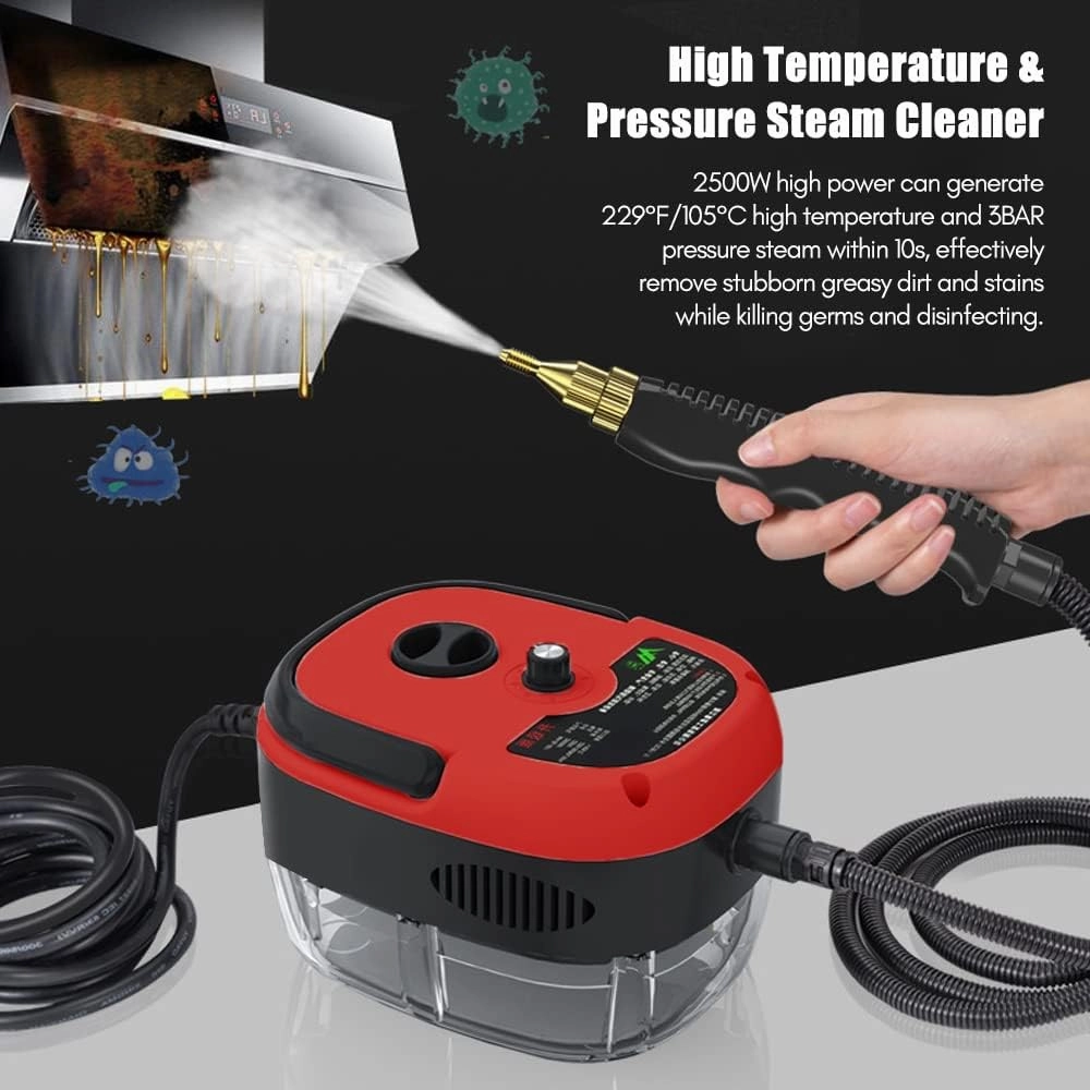 2500W Portable Handheld Steam Cleaner,High Temperature Pressurized Steam Cleaning Machine with Brush Heads for Kitchen Furniture Bathroom Car Floor Steamer Cleaning,Lake blue