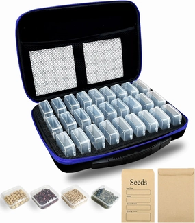 27 Slots Seed Storage Organizer with 10 Seed Envelopes,Seed Organizer Storage Box with Zipper Bag Stickers,Seed Organizer for Garden Vegetable Plant Flower Seed Storage Box