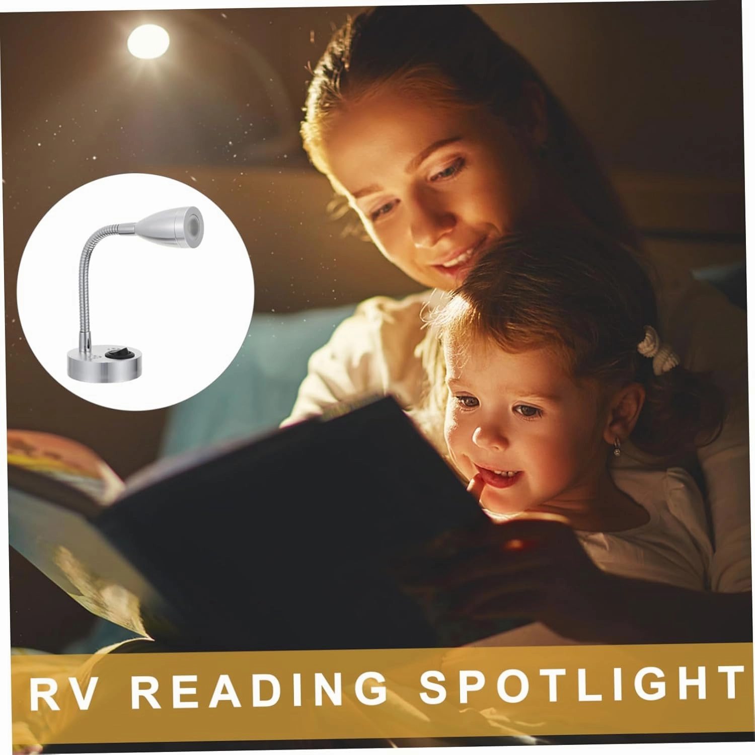 2pcs Portable Led Reading Light Car Swivel Spotlight for Rv Boat Motorhome Warm Light Fixture for Interior Lighting Reading