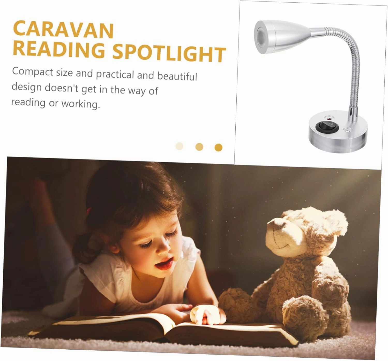 2pcs Portable Led Reading Light Car Swivel Spotlight for Rv Boat Motorhome Warm Light Fixture for Interior Lighting Reading