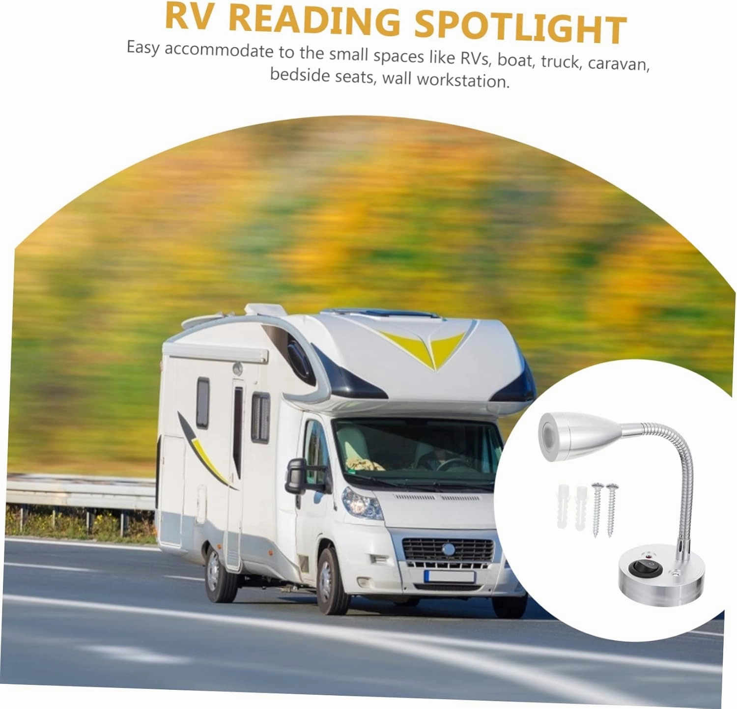 2pcs Portable Led Reading Light Car Swivel Spotlight for Rv Boat Motorhome Warm Light Fixture for Interior Lighting Reading