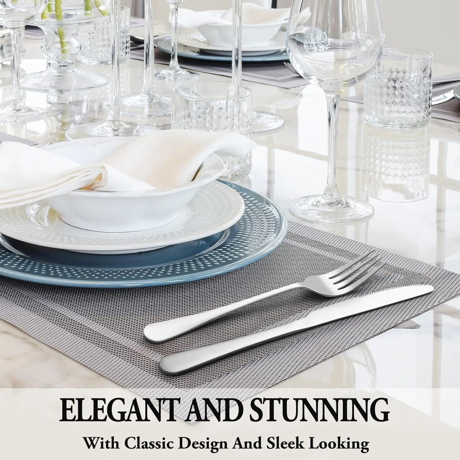 36 Pcs Silverware Set with Steak Knives Service for 6,Stainless Steel Flatware Set,Mirror Polished Cutlery Utensil Sets,Home Kitchen Eating Tableware Sets,Include Fork Knife Spoon,Dishwasher Safe