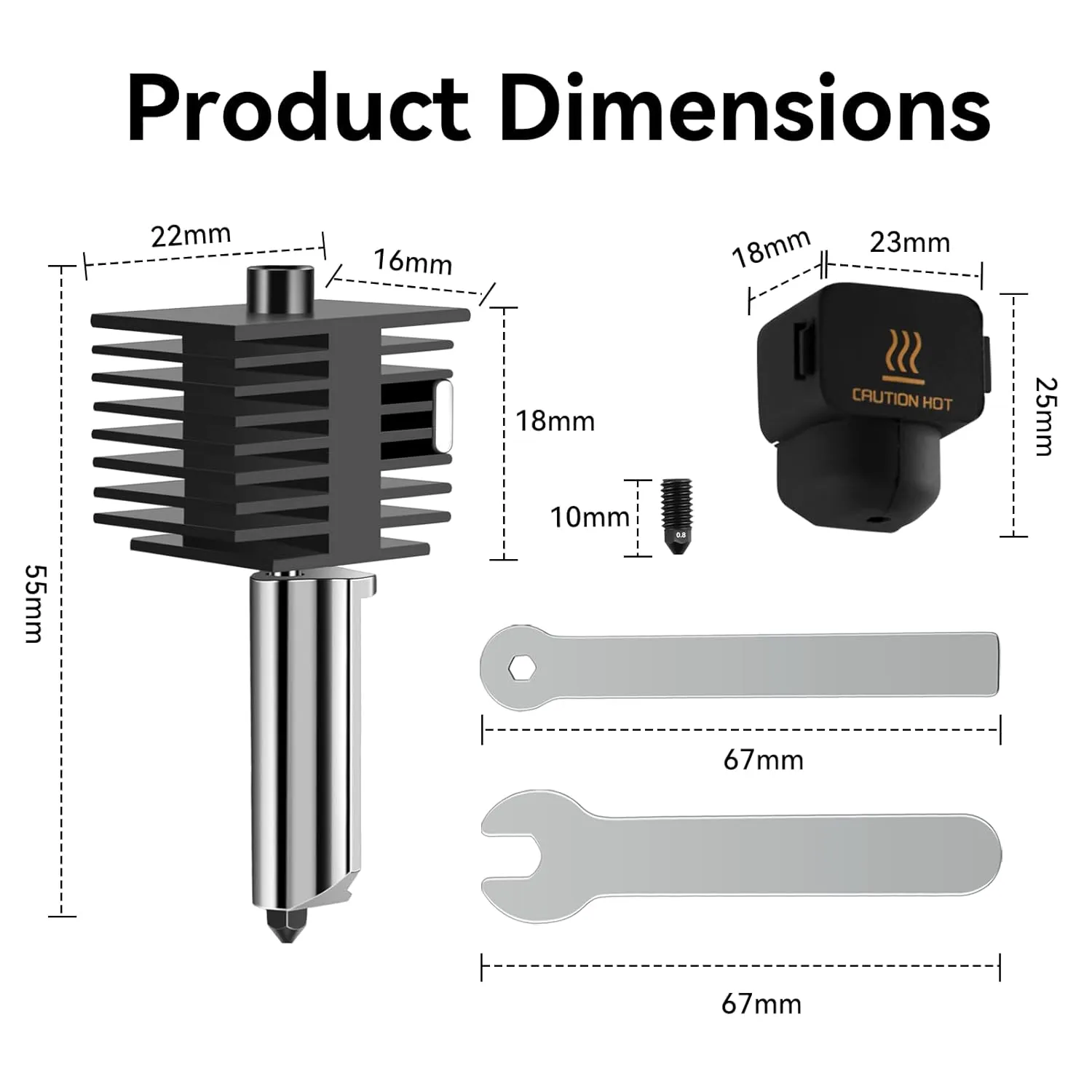 3D Printer Hotend Kit for Bambu Lab A1 Series, 3D Print Head Hot End Heating Block Kit with 0.8mm Hardened Steel Nozzle and Silicone Socks for Bambu Lab A1/A1 Mini