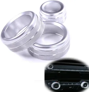 3pcs Silver Aluminum Alloy AC Air Conditioning Climate Control and Radio Volume Knob Ring Covers for BMW 1 2 3 3GT 4 X1 Series (F20 F22 F30 F31 F32 F33 F80 F82 F87 F48)