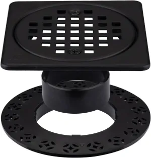 4” Drain Grate Kit Set Replacement, Height Adjustment Collar and Ring - SS304 Grates and Durable ABS - Compatible with Kerdi-Drain Flange - Easy Installation (Matte Black)