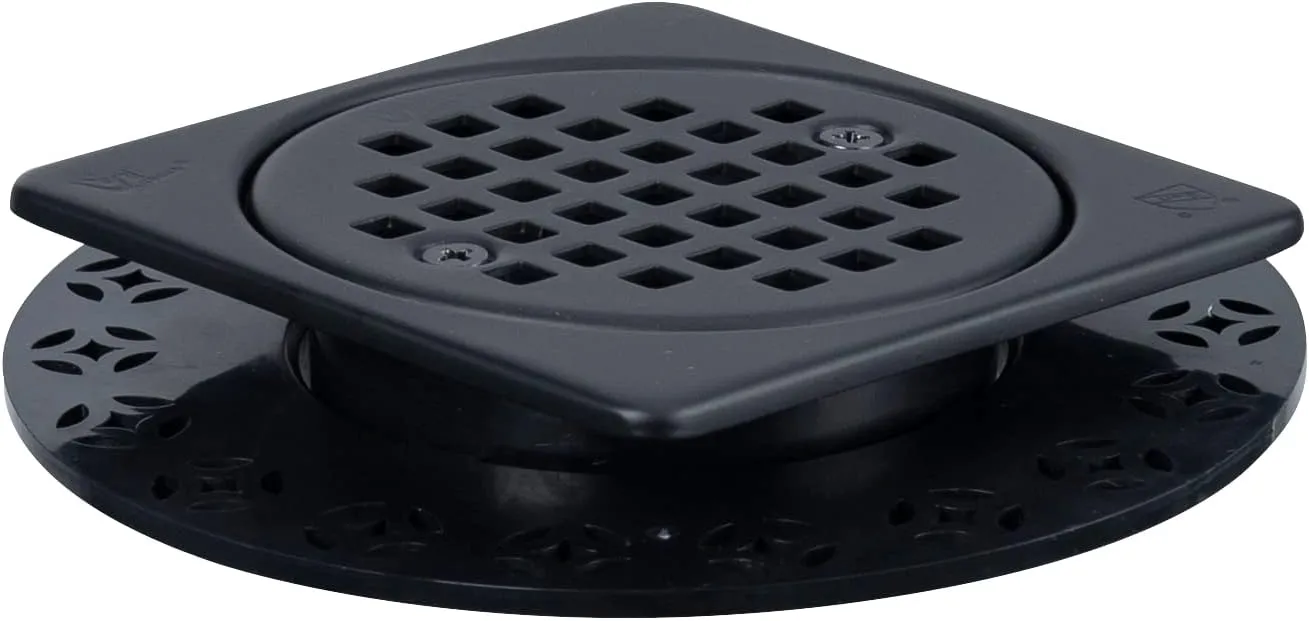4” Drain Grate Kit Set Replacement, Height Adjustment Collar and Ring - SS304 Grates and Durable ABS - Compatible with Kerdi-Drain Flange - Easy Installation (Matte Black)