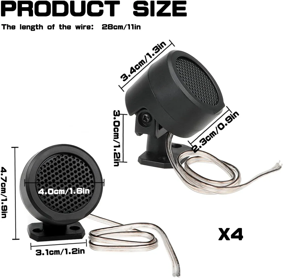 4 Pcs 500W Dome Tweeters, TP-006A High Power Stereo Car Tweeter Mini Dome Tweeter Speakers, Surface Mounting on Truck and Boat