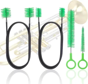 4 Pcs Cleaning Snake Brush Care Kit, 47 inch an8 inch 5.8inch The Brush Head is Made of High-Quality Fiber with Spring in the Middle which can be Trumpet Cleaning Kit Brush Valve Brush Flexible Brush