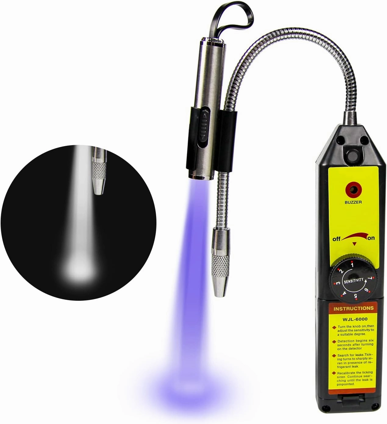4 ALLTECH WJL-6000 pro Freon Refrigerant Halogen AC Leak Detector with UV LED Spotlight and Case R22 R134A A/C System Diagnose Tool