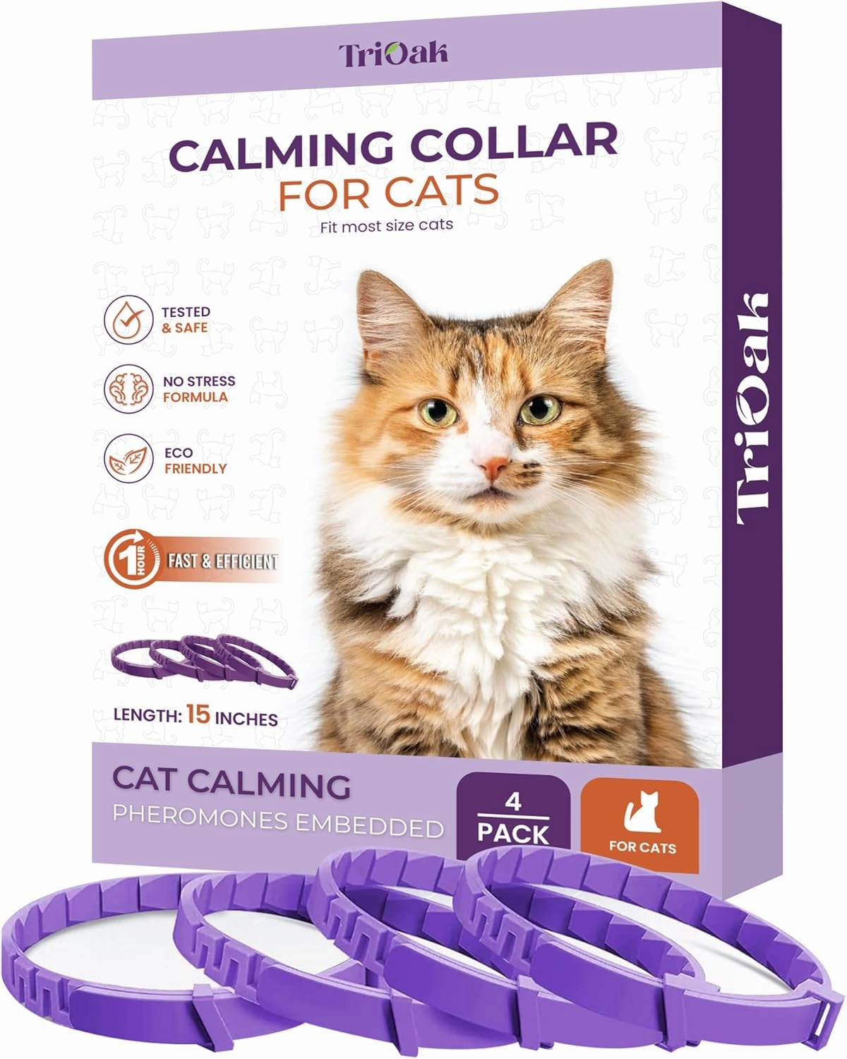 4 Pack Calming Collars for Cats: Pheromone Cat Calming Collars for Cats, Helps Promote Relaxation and Comfort