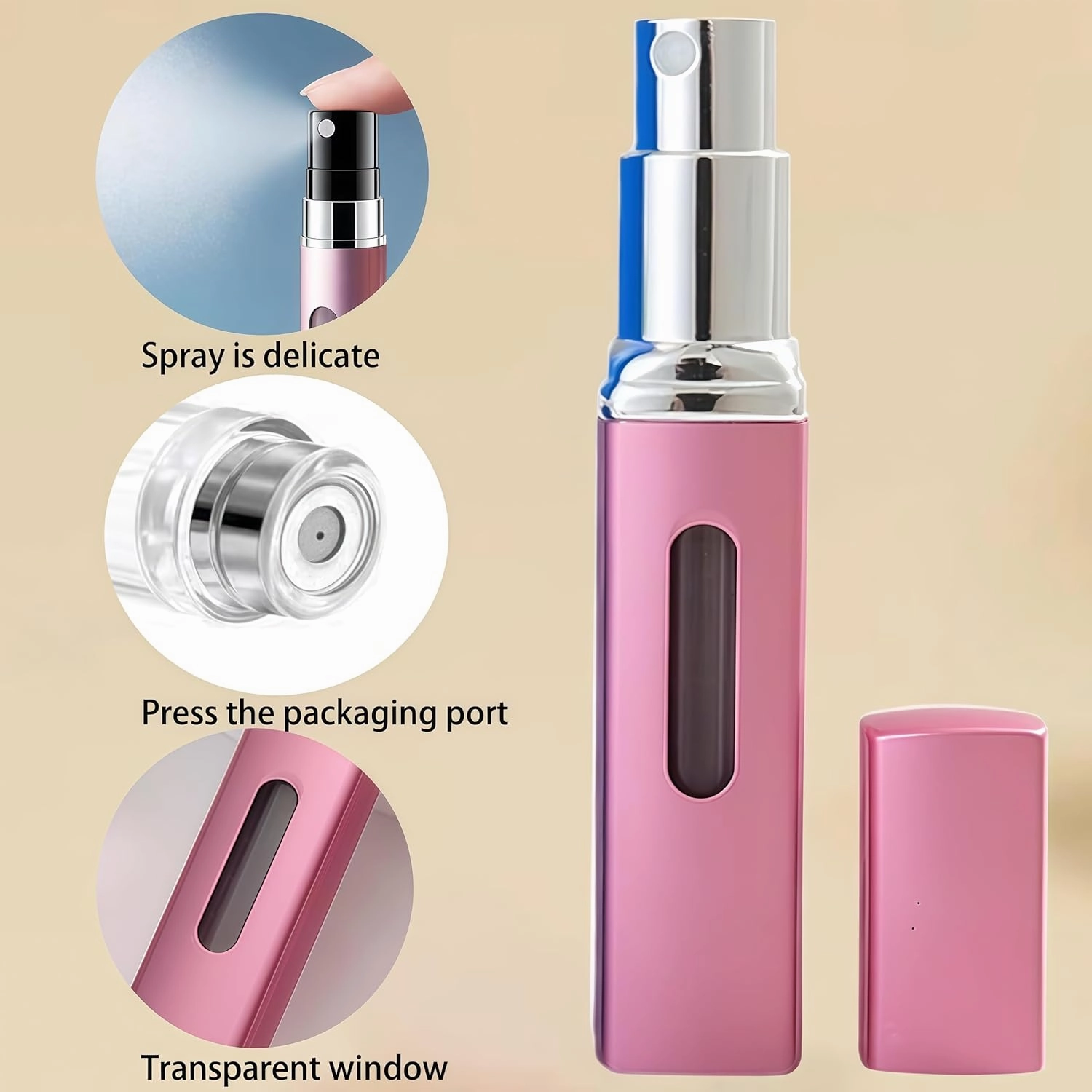 4PCS Perfume Travel Refillable Bottle, Bottom-Filling Fragrances Perfumes Atomizer, Mini Cologne Dispenser, Portable Sprayer Perfume Contianer, for Traveling of 8ML
