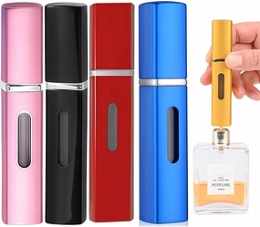 4PCS Perfume Travel Refillable Bottle, Bottom-Filling Fragrances Perfumes Atomizer, Mini Cologne Dispenser, Portable Sprayer Perfume Contianer, for Traveling of 8ML