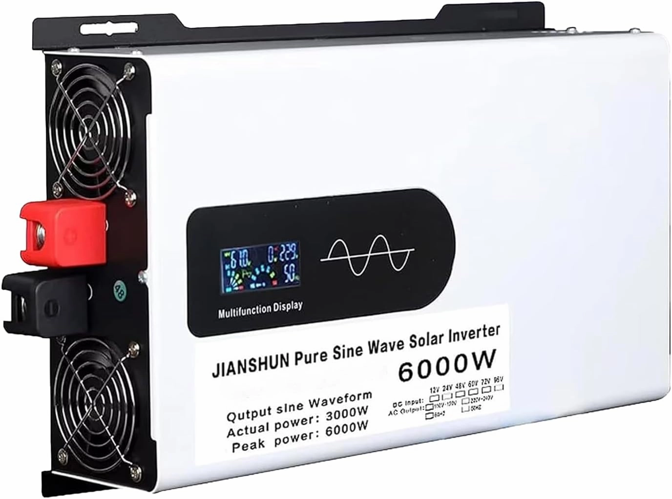 5000w/6000w/8000w/10000w Hybrid Solar Inverter,DC 12V 24V 48V 60V to 110V/220V AC Split Phase Inverter with Pure Sine Wave Inverter,Parallel inverters,for Home Energy Storage,6000W-24V