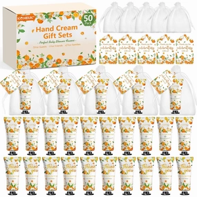 50 Pack Bulk Hand Cream Sets, Appreciation Gifts, Bridal Shower Favors, Wedding Shower Favors and Baby Shower Favors for Guests, Wedding Welcome Bag Stuffers for Guests, Thank You Gifts (Orange)