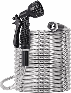 50ft Garden Hose, Leak-proof Metal Connector Water Hose, No Knots, Kink-Free, Lighter, 3/4 inch Fit All Faucets, Lightweight for Lawn, Car Washing