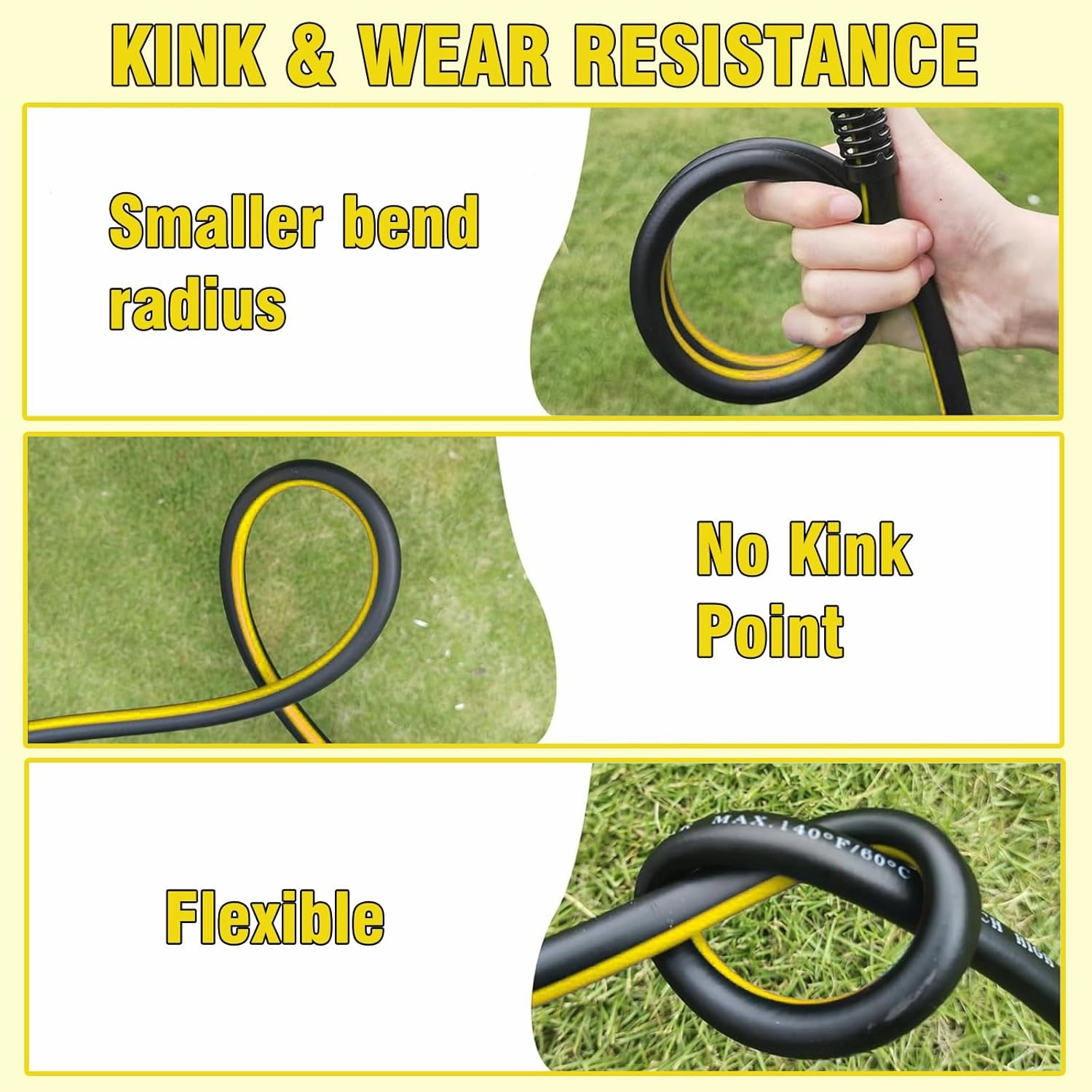 50FT Power Washer Hose, 3600 PSI 1/4'' Kink Resistant Pressure Washer Hose with 5-Pack M22 and 3/8" Quick Connection Kit, High Pressure Replacement Hose with Storage Belt for Gas & Electric Washers