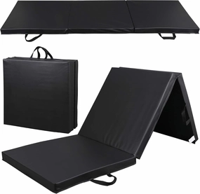 6' x 2' Tri-Fold Portable Folding Exercise Gym Mat Extra Thick Foam Gymnastics Mat Aerobics Yoga Martial Arts MMA Stretching Core Workouts w/Carrying Handle