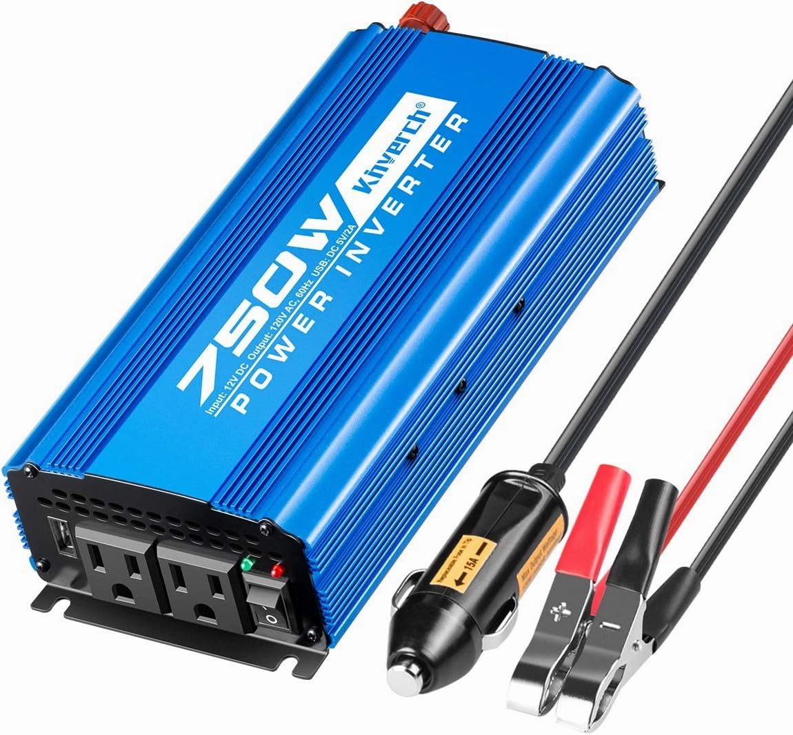 750 Watt Power Inverter,Kinverch Power Inverters DC 12V to 110V AC Converter with 2 AC Outlets and 2A USB Charging Port for Camping Car Power Inverter for Car Cigarette Lighter dc to ac Converter