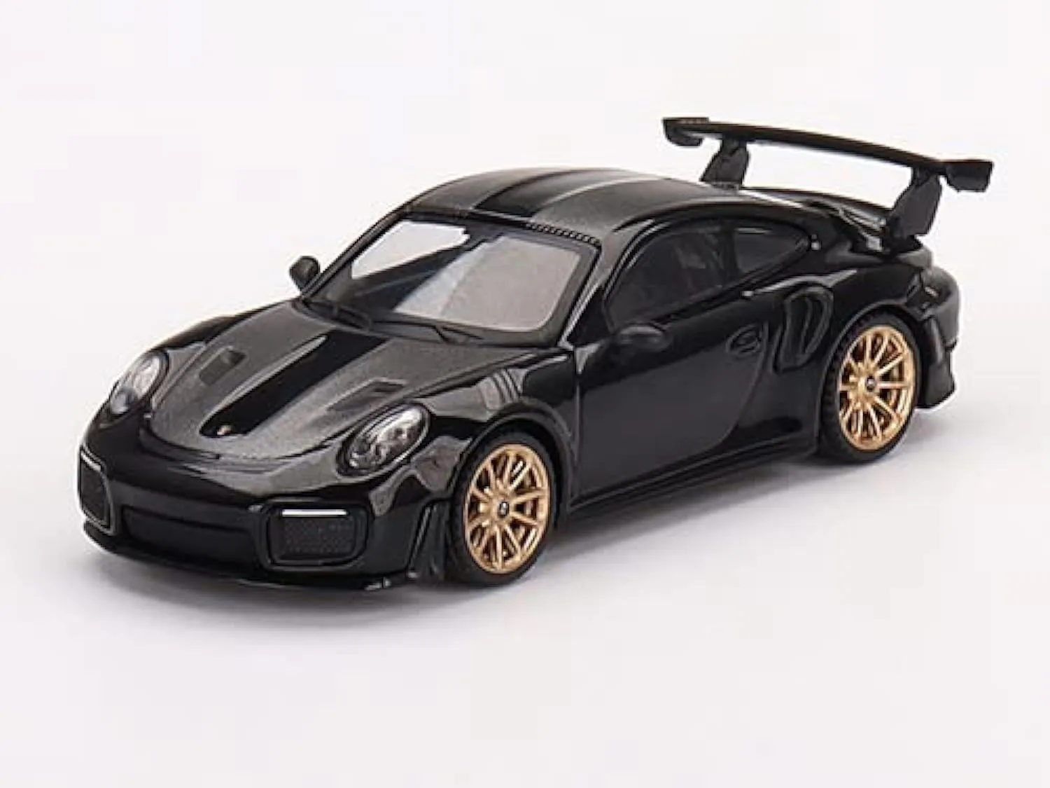 911 (991) GT2 RS Weissach Package Black with Carbon Stripes Ltd Ed to 3960 pcs Worldwide 1/64 Diecast Model Car by True Scale Miniatures MGT00401