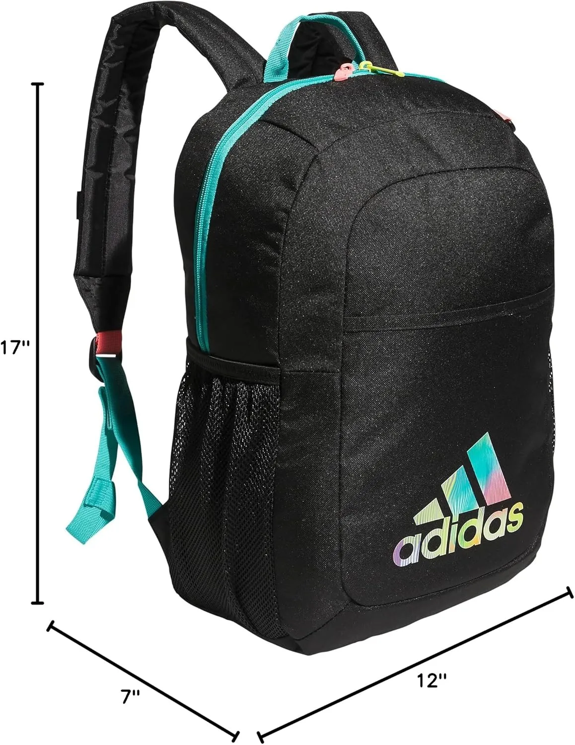 adidas Ready Small Backpack for Women and Men, Durable Laptop Bag for Work, Black/Semi Mint Rush Green/Acid Red, One Size