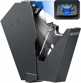 ADIMO Gun Safe for Handgun, Biometric Pistol Safe Fingerprint Quick Access Drop Down Single Mount Gun Safe with Keypad Lock and Key Lock, for Nightstand Wall Mount Bedside Desk Vehicle Bed